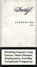 Davidoff Super Slims One (White) 100`s Cigarettes pack