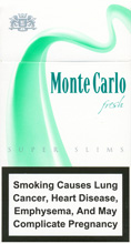 Monte Carlo Super Slims Fresh 100`s Cigarettes pack